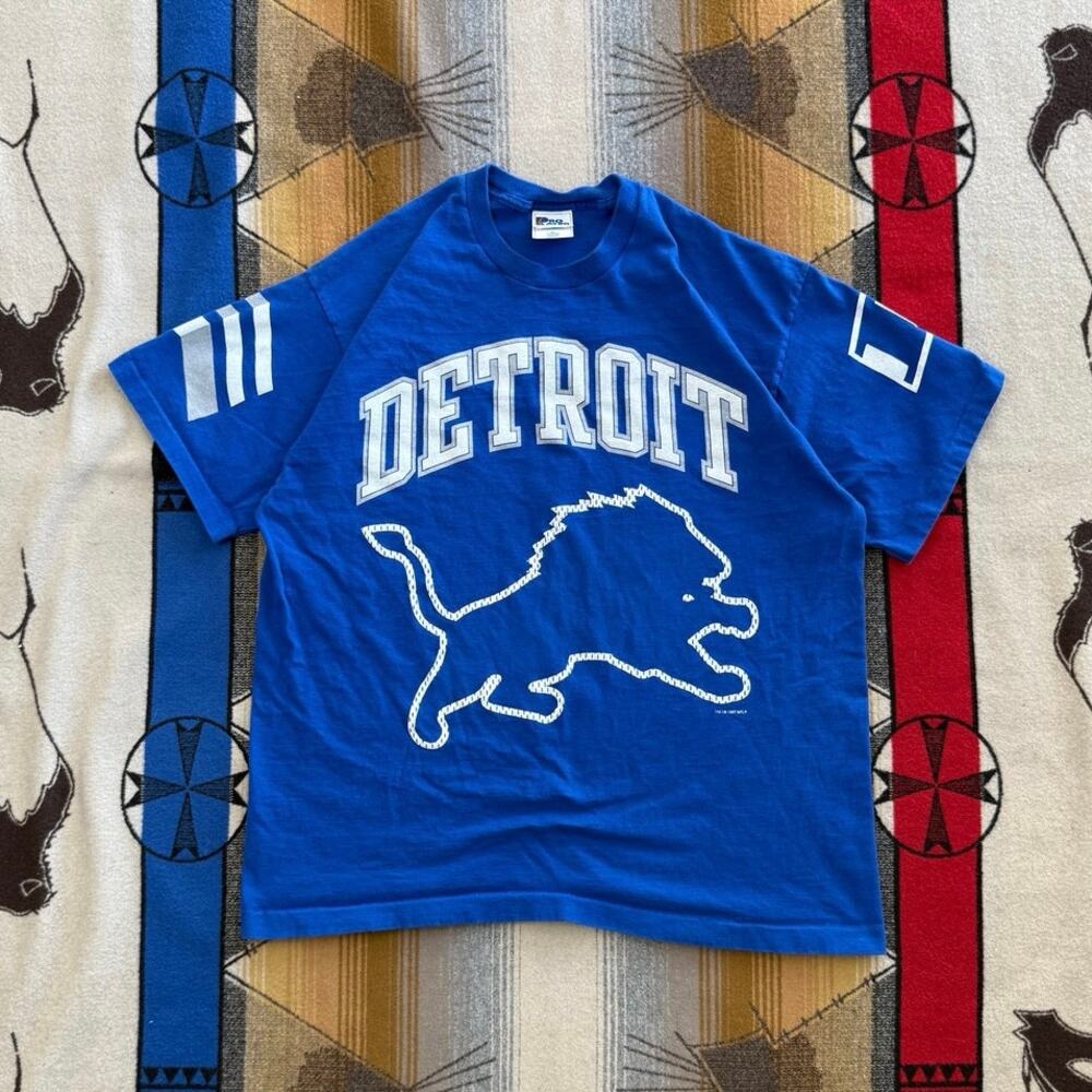 Vintage 90s Detroit Lions Pro Player Double Sided T-Shirt Size XL Made In USA